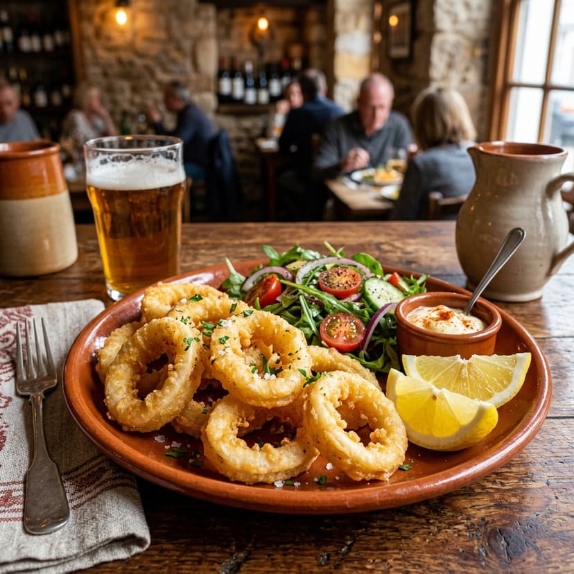Calamares a la romana con ensalada