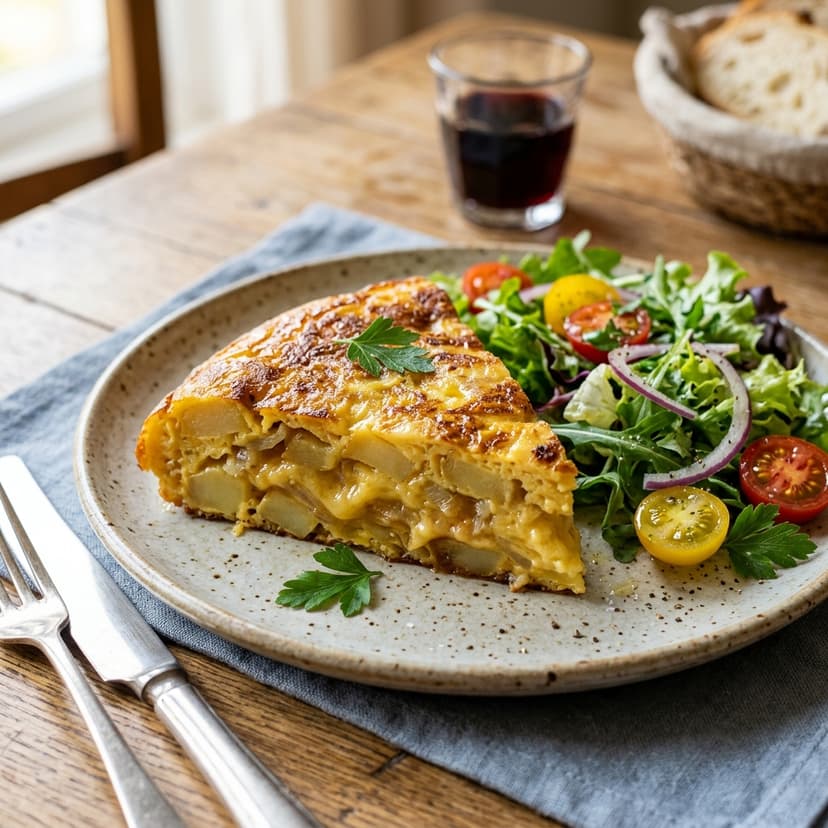 Tortilla española con ensalada